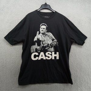 Johnny Cash Shirt Mens XXL Black Graphic Tee Giving The Finger Flippin The Bird